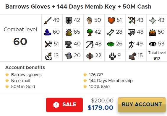 osrs account with barrows 